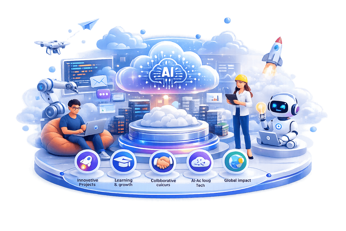 Futuristic career and teamwork illustration